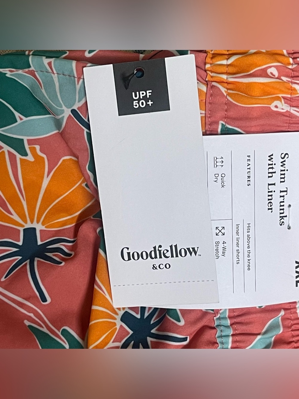 Goodfellow & Co Floral Drawstring Bermuda Shorts — Coral Green Orange - Picture 11 of 13